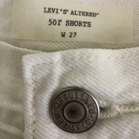 Levi's 501 Altered White Denim Zipper Shorts - 27 - Picture 4 of 10